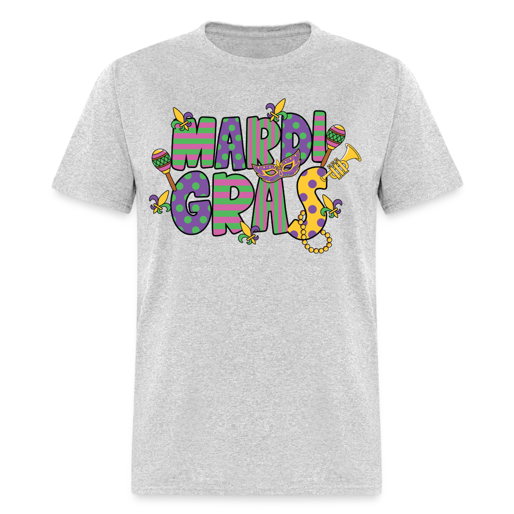 Retro-style Mardi Gras Carnival Tee New Orleans Mardi Gras Party T-shirt - heather gray