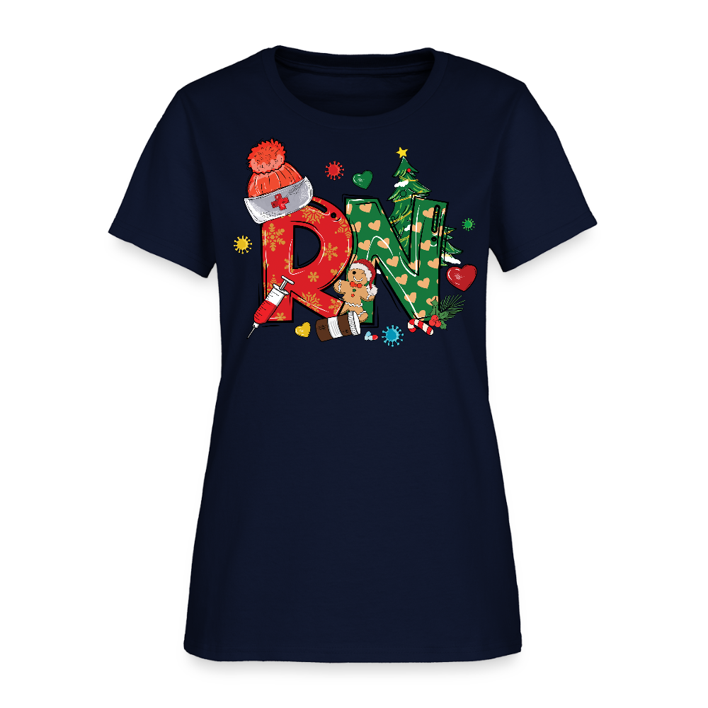 RN Christmas Gift For Nurses T-Shirt - navy