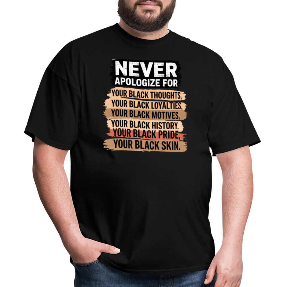 Never Apologize Black History Shirts Melanin Pride Unisex T-shirt - black