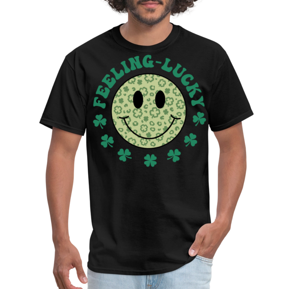 Feeling Lucky St Patrick’s Day Smiley Face T-shirt - black