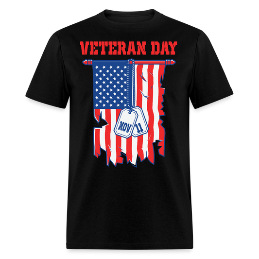 American Flag Distressed Veteran T-shirt - black