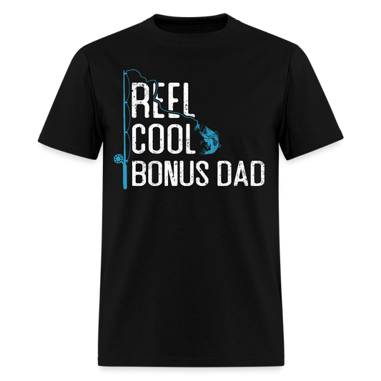 Reel Cool Bonus Dad Tee Father's Day Fishing T-shirt - black