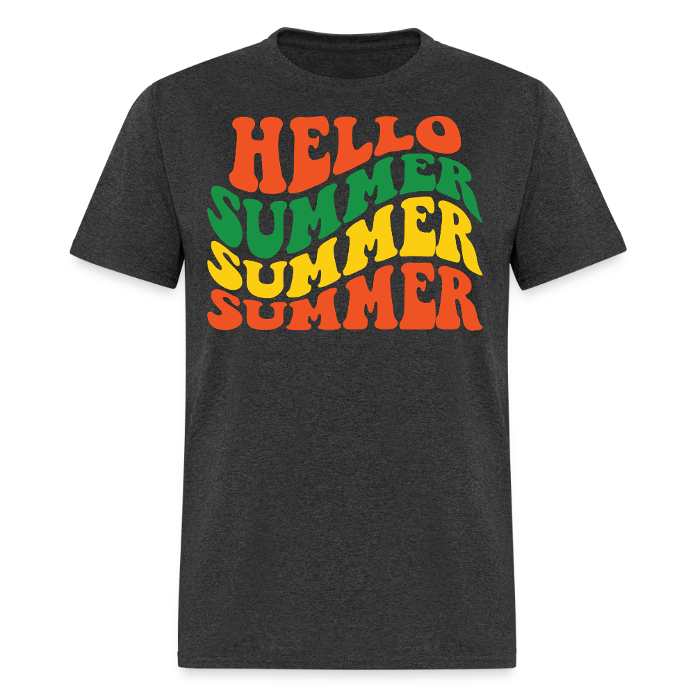 Retro Hello Summer Vacation T-shirt - heather black