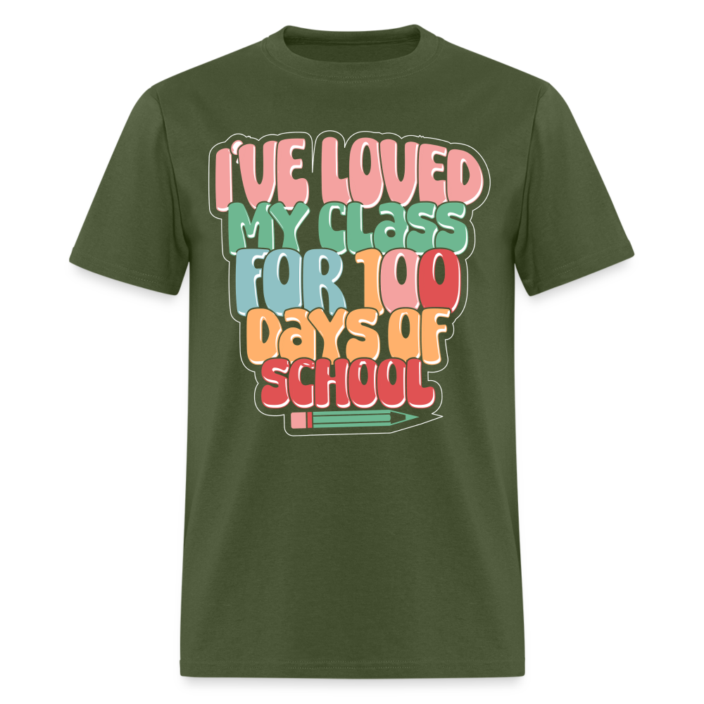 100 Days Of School Tee For Teachers 100 Days Of Learning Teacher T-shirt - military green