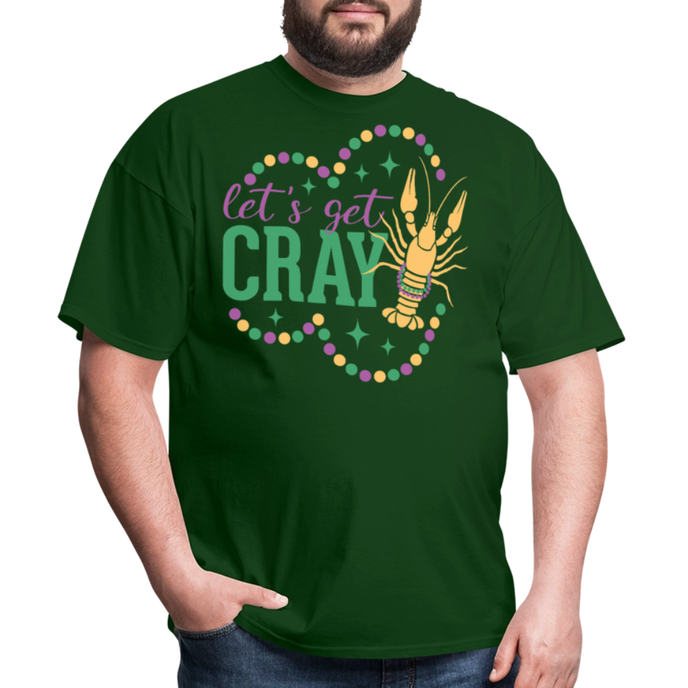 Let’s Get Gray Crawfish Graphic Tee Funny Mardi Gras T-shirt - forest green