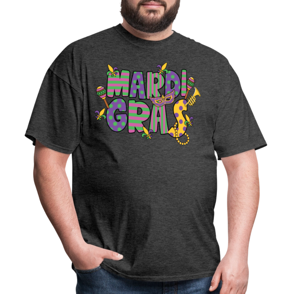 Retro-style Mardi Gras Carnival Tee New Orleans Mardi Gras Party T-shirt - heather black