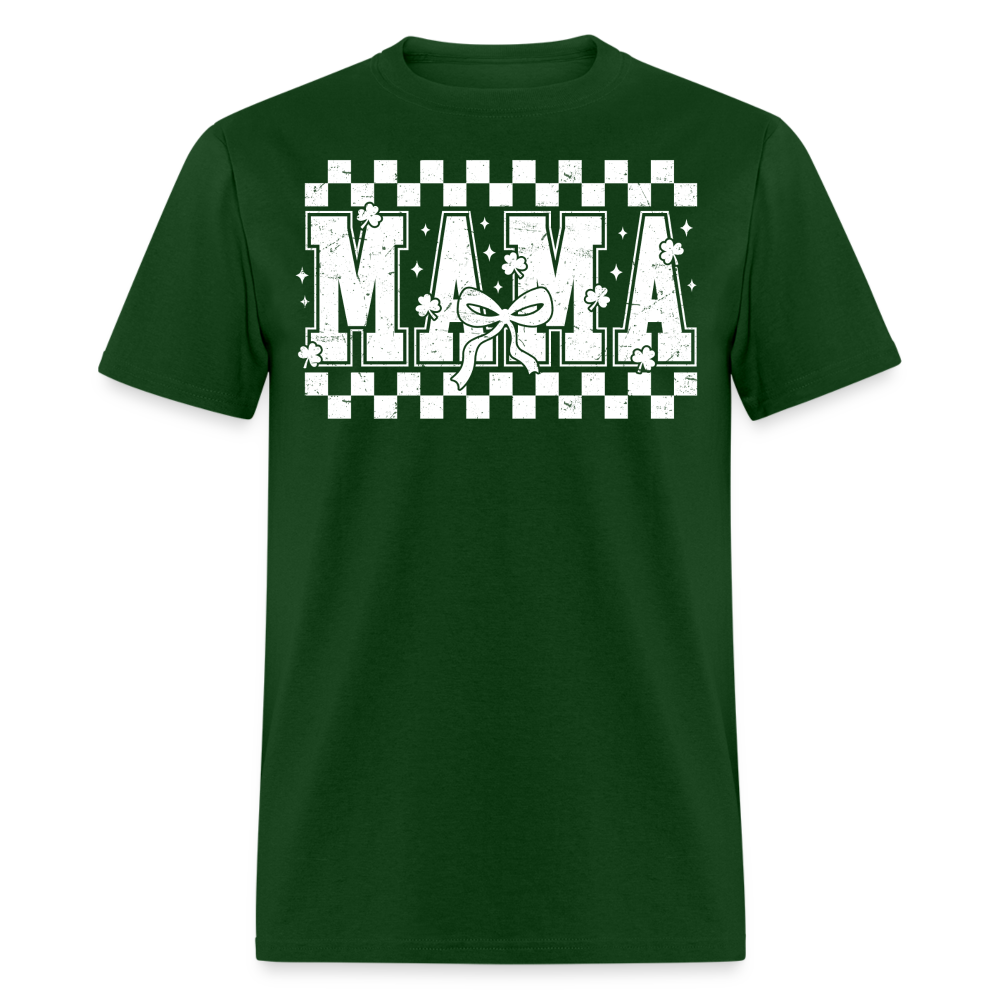 Distressed Mama Clover St. Patrick's Day Gift Tee - forest green