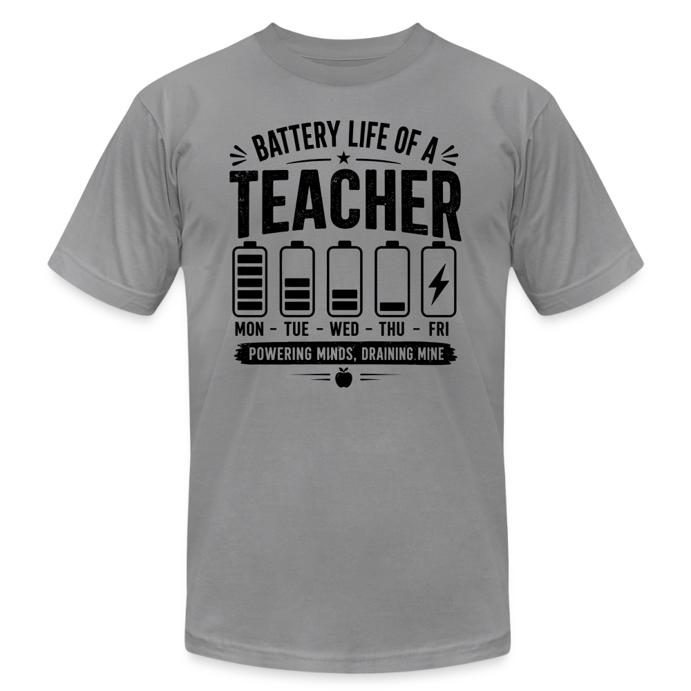 Battery Life of a Teacher T-Shirt | Funny Teacher Gift - slate