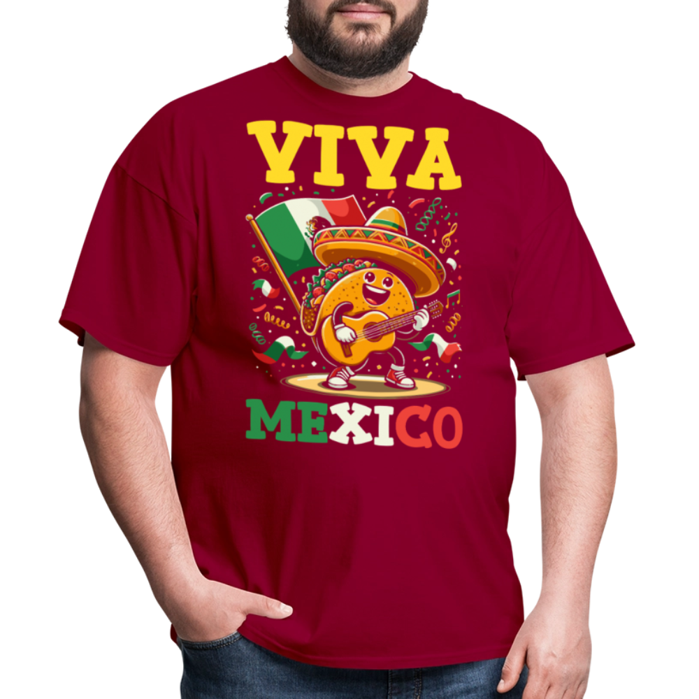 Cinco De Mayo Taco Shirt With Guitar Viva Mexico Party T-shirt - dark red