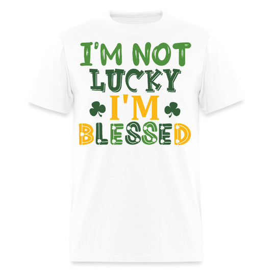 I’m Not Lucky I’m Blessed Tee St Patrick’s Day Faith T-shirt - white