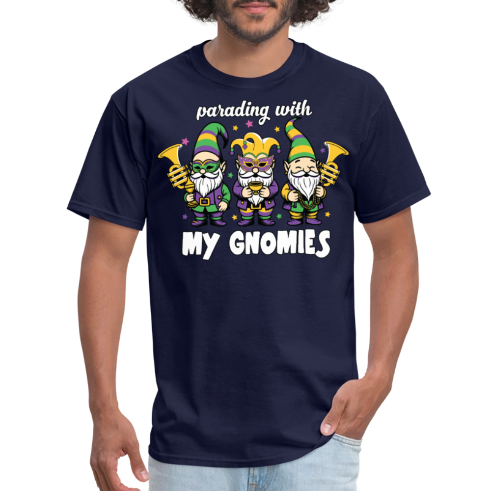 Parading With my Gnomies Festival Shirt Funny Mardi Gras T-shirt - navy