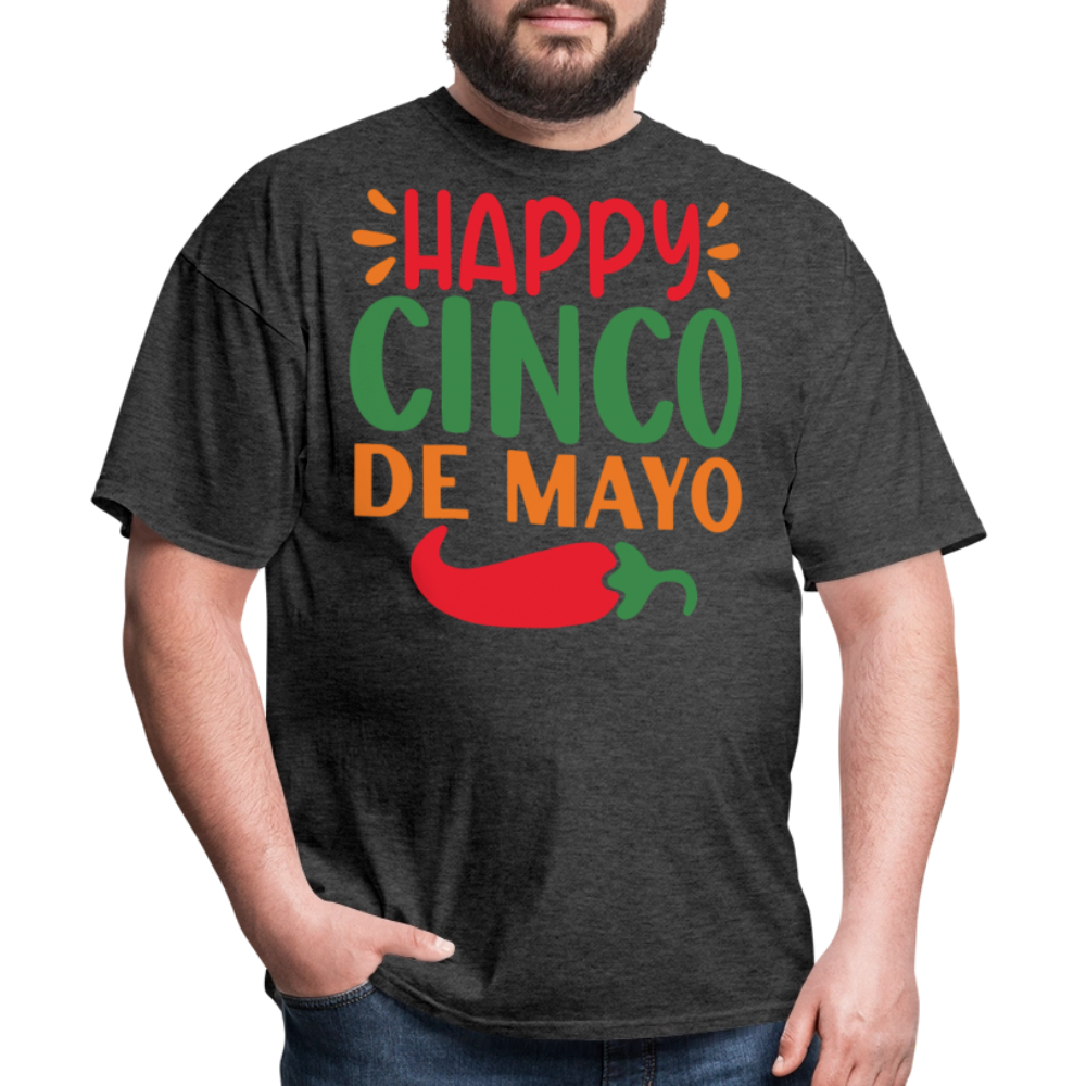 Colorful Happy Cinco de Mayo Fiesta T-shirt - heather black