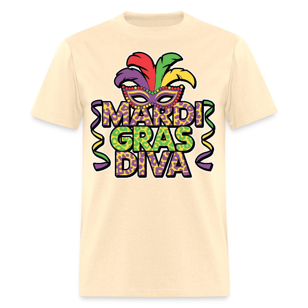 Mardi Gras Diva Tee For Women Leopard Print Mardi Gras T-shirt - natural