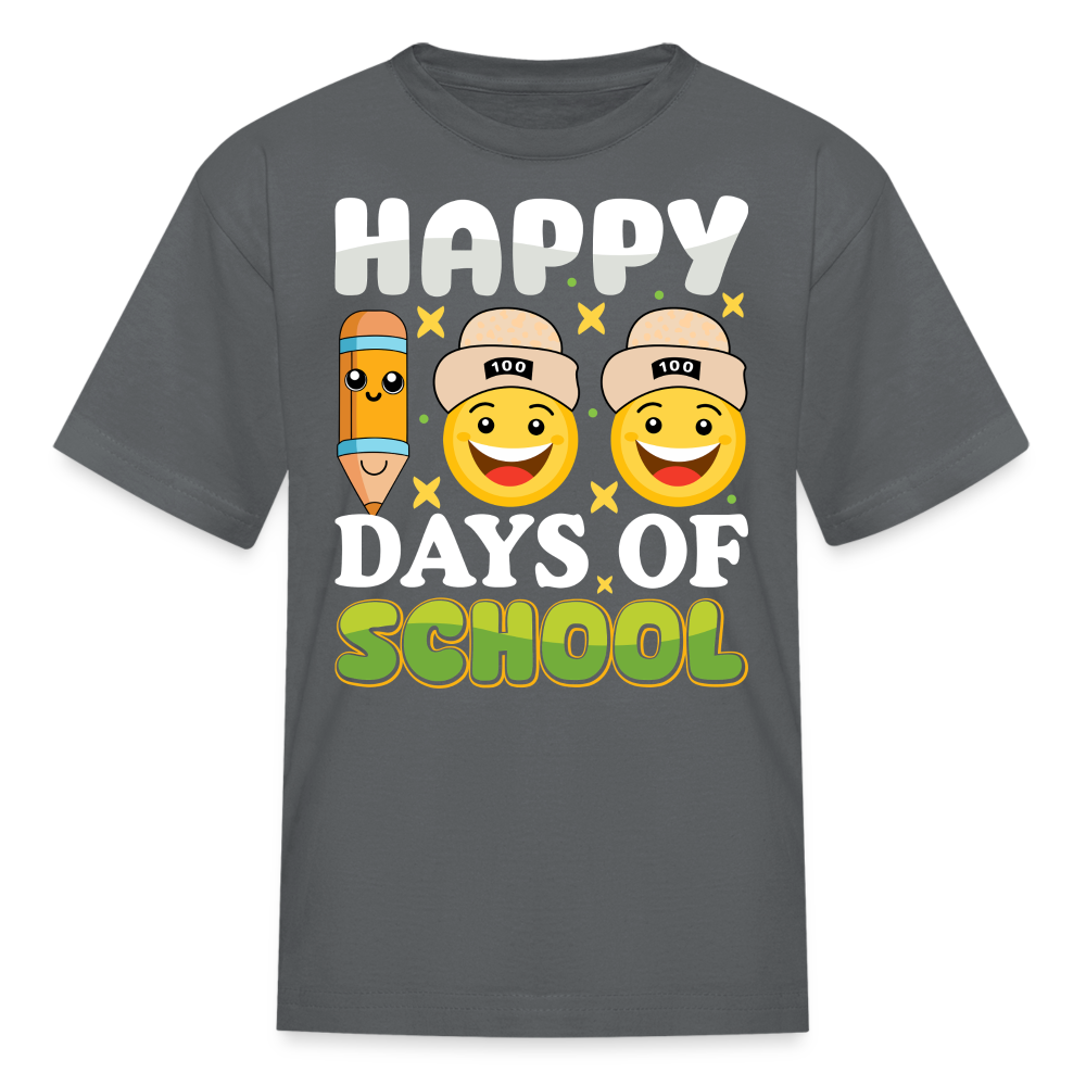 100 Days Of School Tee For Kids School Milestone Celebration T-shirt - charcoal