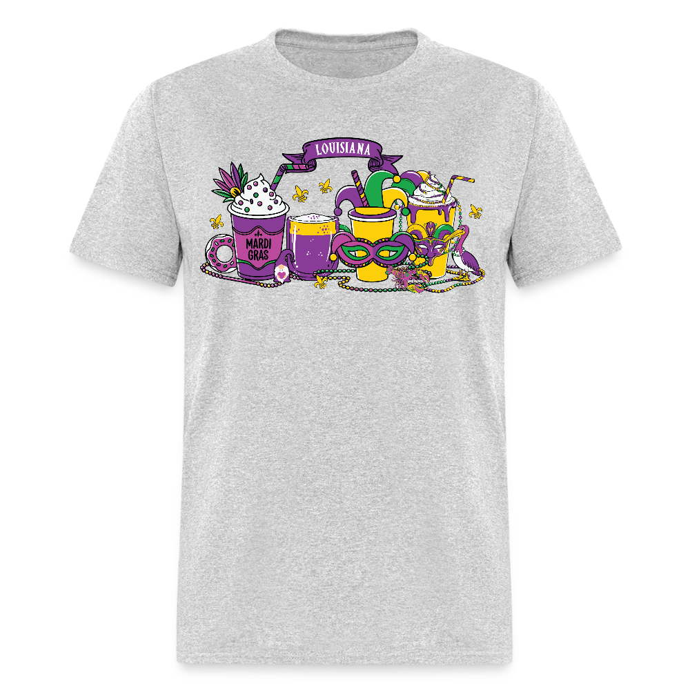 Funny Mardi Gras Coffee And Cocktail Shirt Mardi Gras Louisiana T-shirt - heather gray