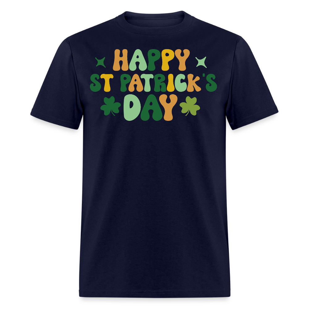 Retro Happy St Patrick’s Day Shamrock T-shirt - navy