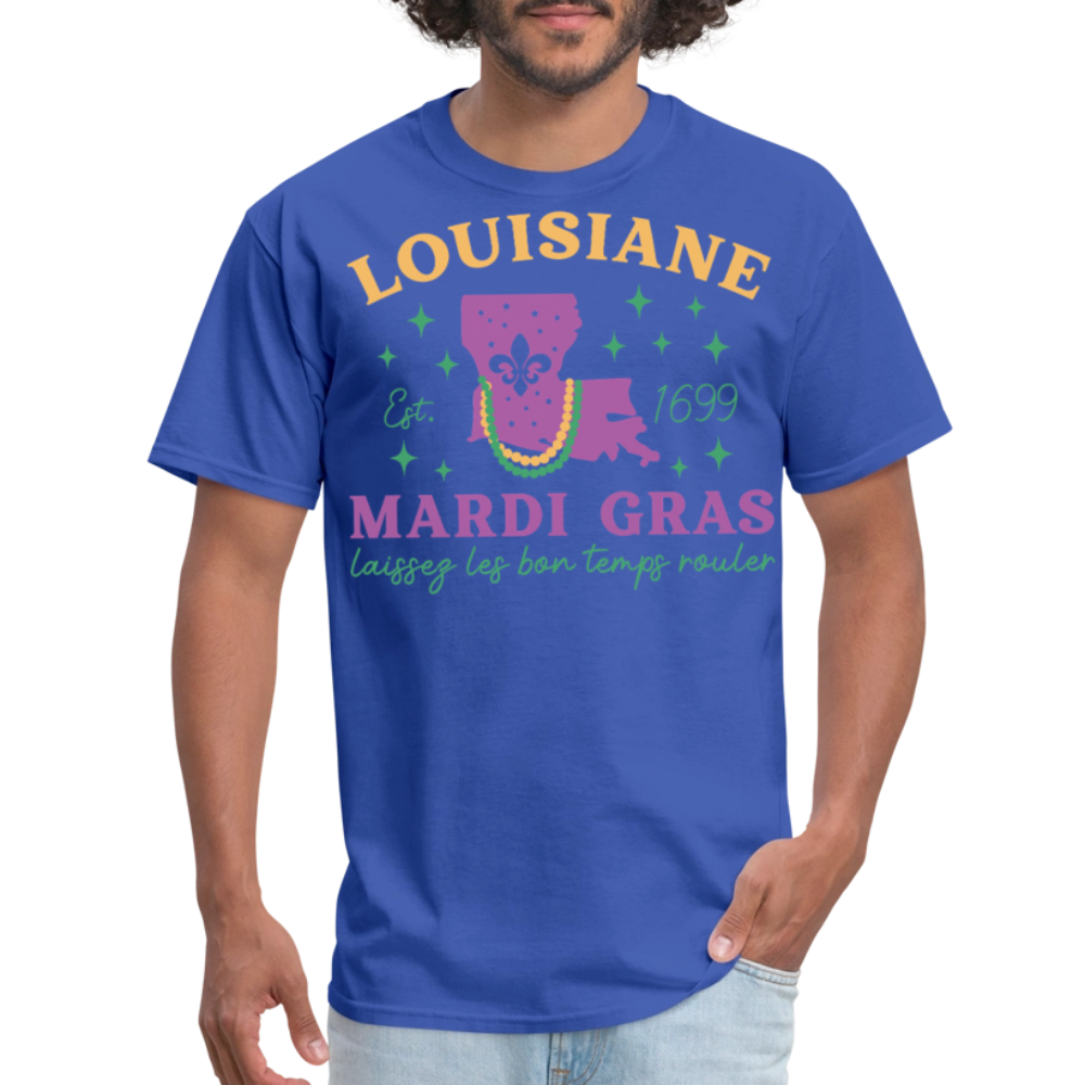 Louisiana State Pride Mardi Gras Tee Laissez Les Bon Temps Rouler T-shirt - royal blue