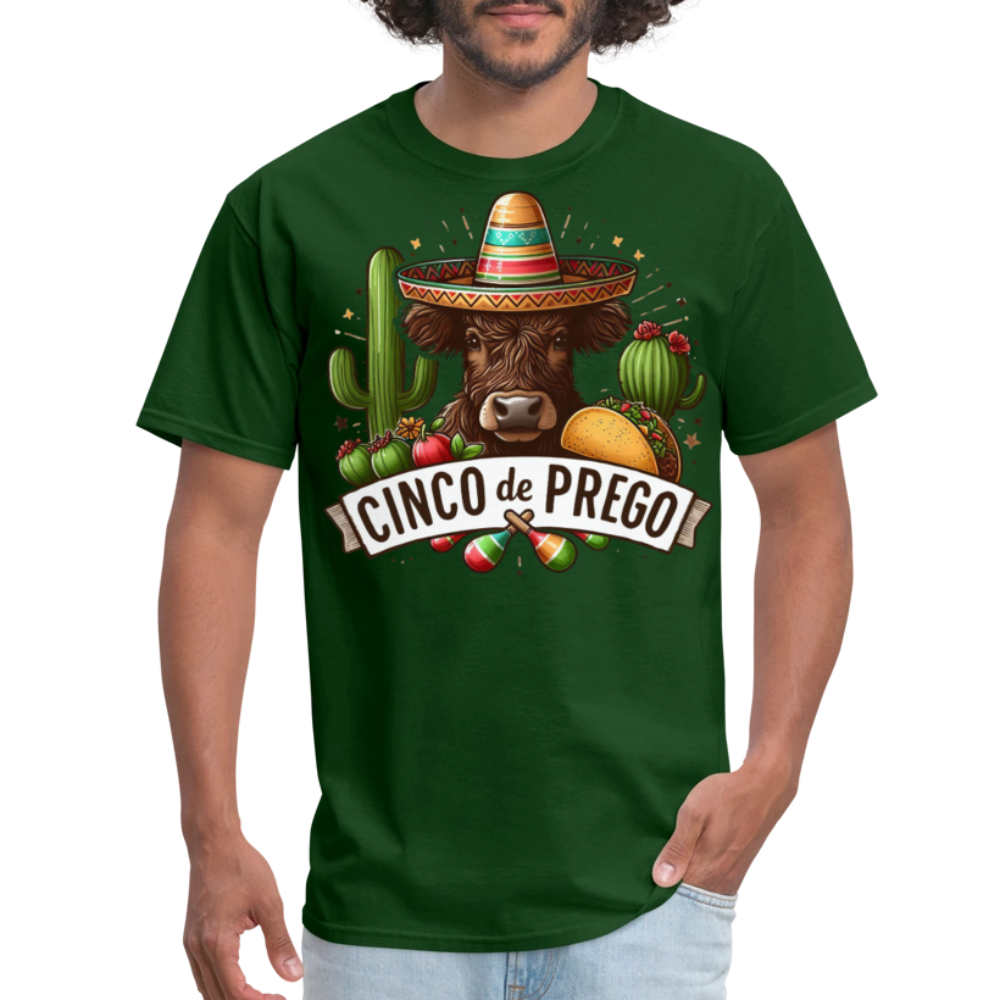 Cinco De Prego Tee  Funny Cinco De Mayo Cow T-shirt - forest green