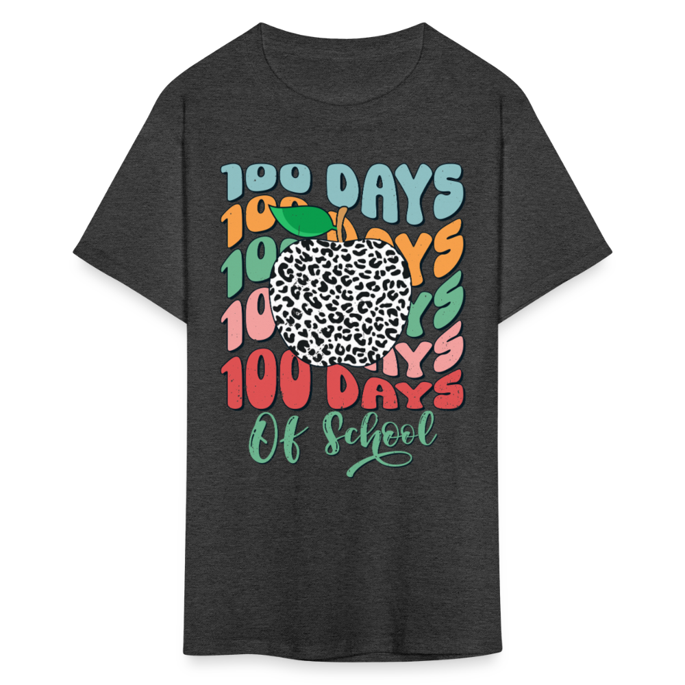 Leopard Print 100 Days of School Tee 100th-day Celebration T-shirt - heather black