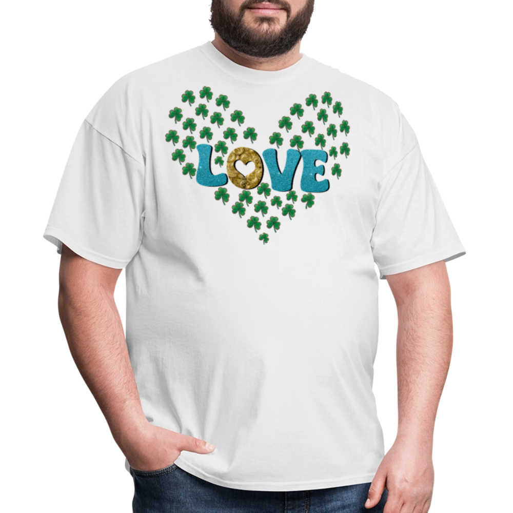 St Patrick's Day Love Heart Tee With Shamrocks T-shirt - white