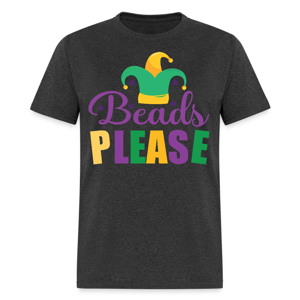 Jester Hat Festival Outfit Funny Mardi Gras Bead Catching T-Shirt - heather black