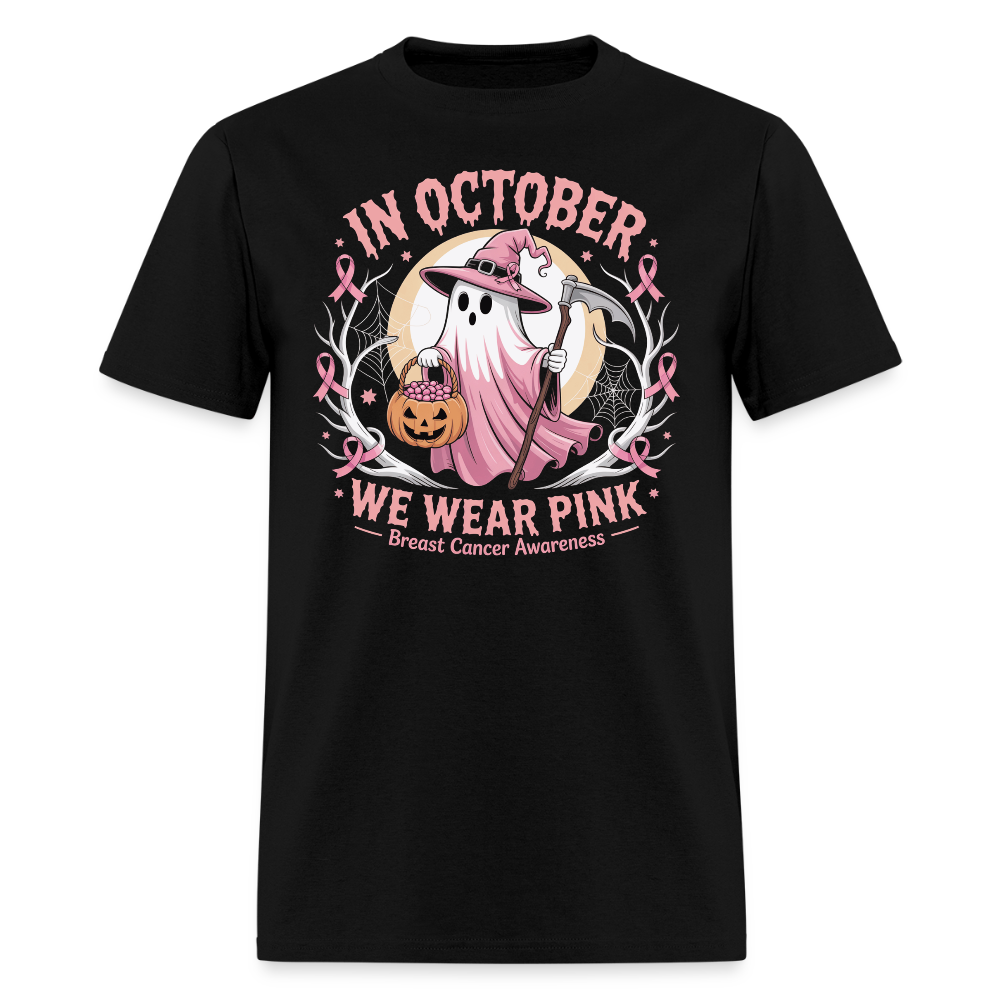 In October We Wear Pink Halloween Breast Cancer T-Shirt - black