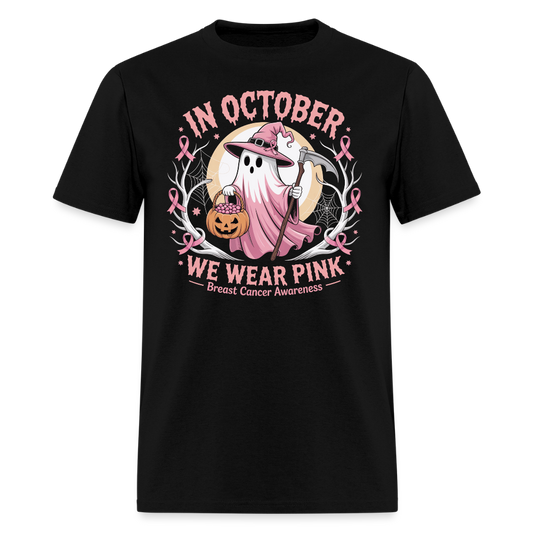 In October We Wear Pink Halloween Breast Cancer T-Shirt - black