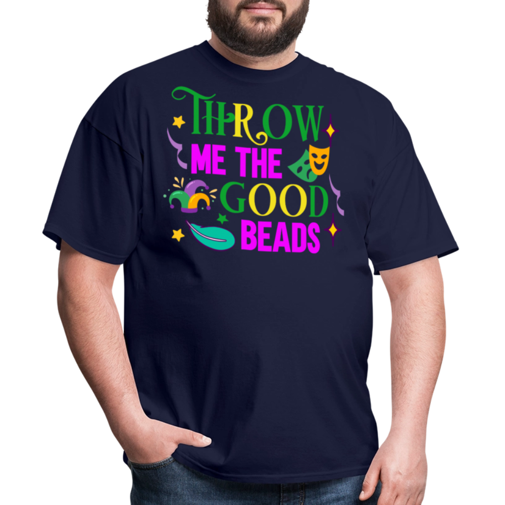 Throw Me The Beads Mardi Gras Unisex T-Shirt - navy