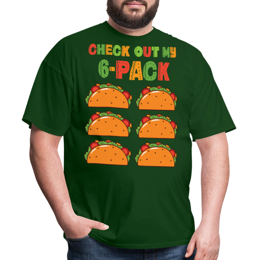 Taco Tuesday Lover Graphic Tee Check Out My 6-pack Taco T-shirt - forest green