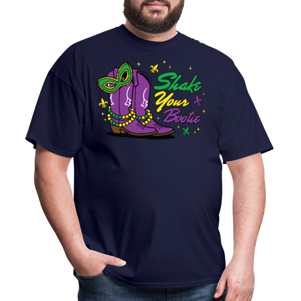 Shake Your Bootie Mardi Gras Tee Masquerade Party T-shirt - navy