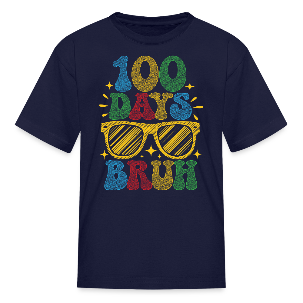 100 Days Bruh Kids Shirt Colorful 100 Days Of Learning T-Shirt - navy