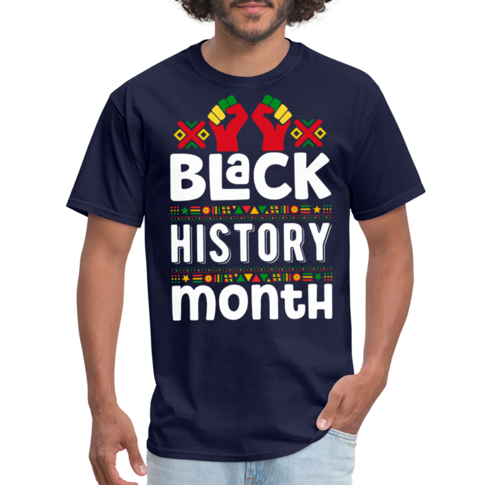 Juneteenth and Black History Celebration Shirt African heritage T-shirt - navy