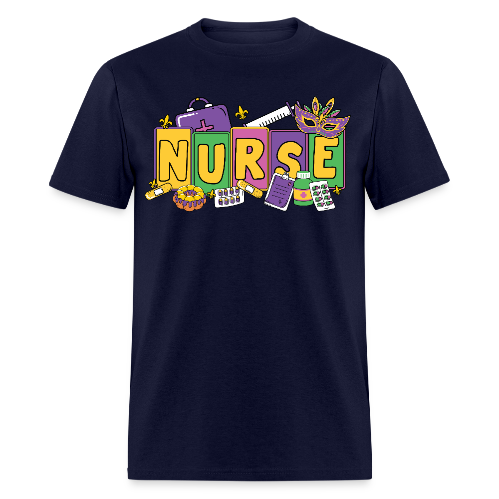 Mardi Gras Nurse Shirt For Healthcare Workers Nurse Appreciation T-shirt - navy