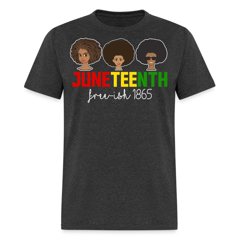 Free-ish Since 1865 Graphic Tee Black Pride Juneteenth T-shirt - heather black