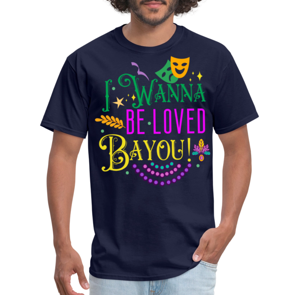 Bayou-inspired Funny Graphic Tee Mardi Gras Party T-shirt - navy