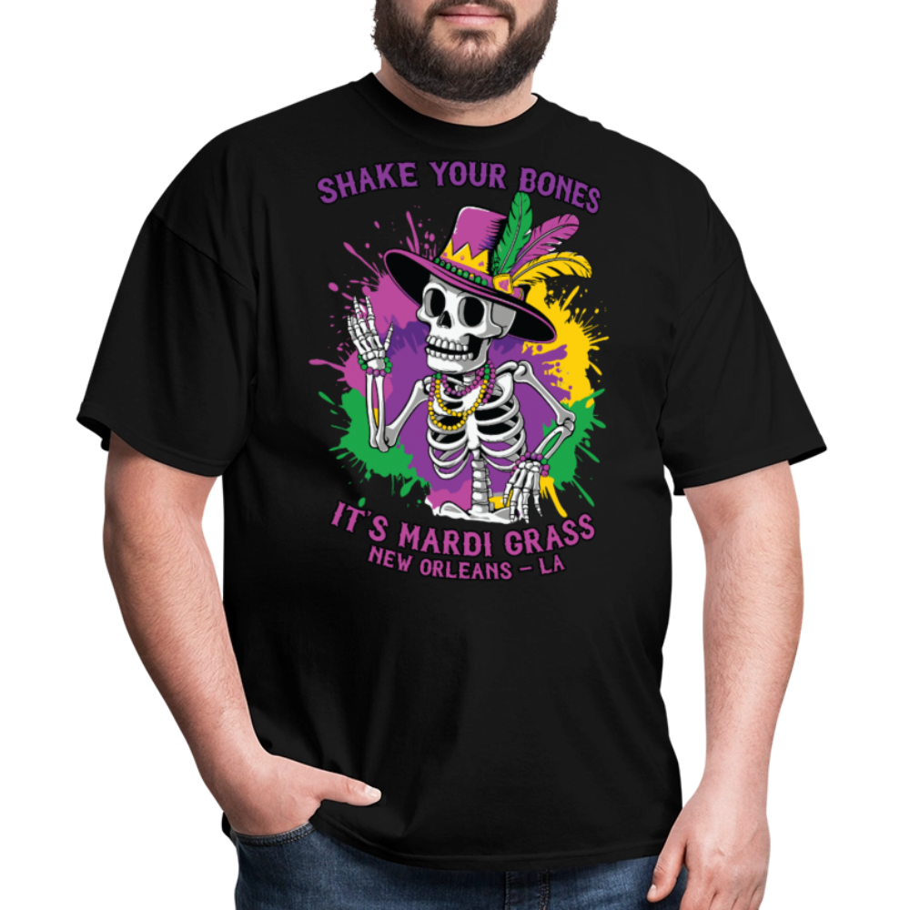 Shake Your Bones Festive Mardi Gras Unisex T-shirt - black