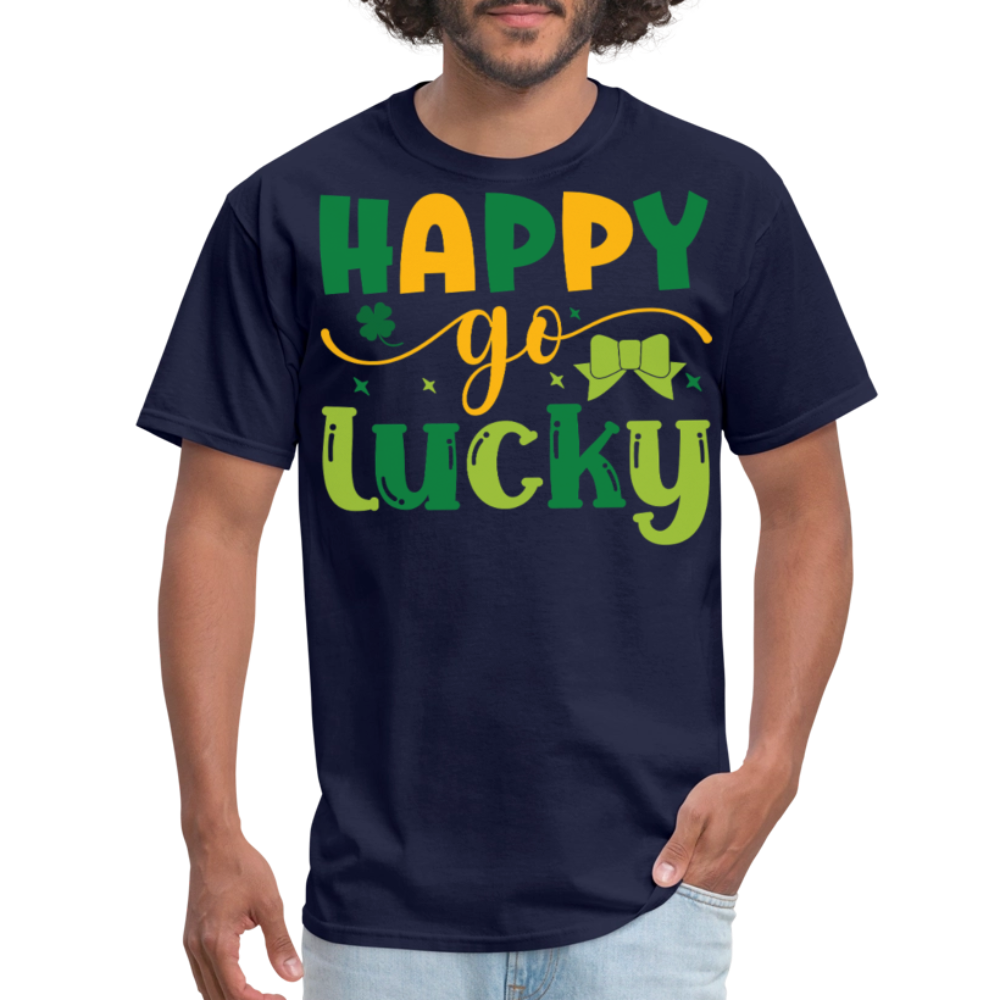 St Patrick’s Day Happy Go Lucky T-shirt - navy