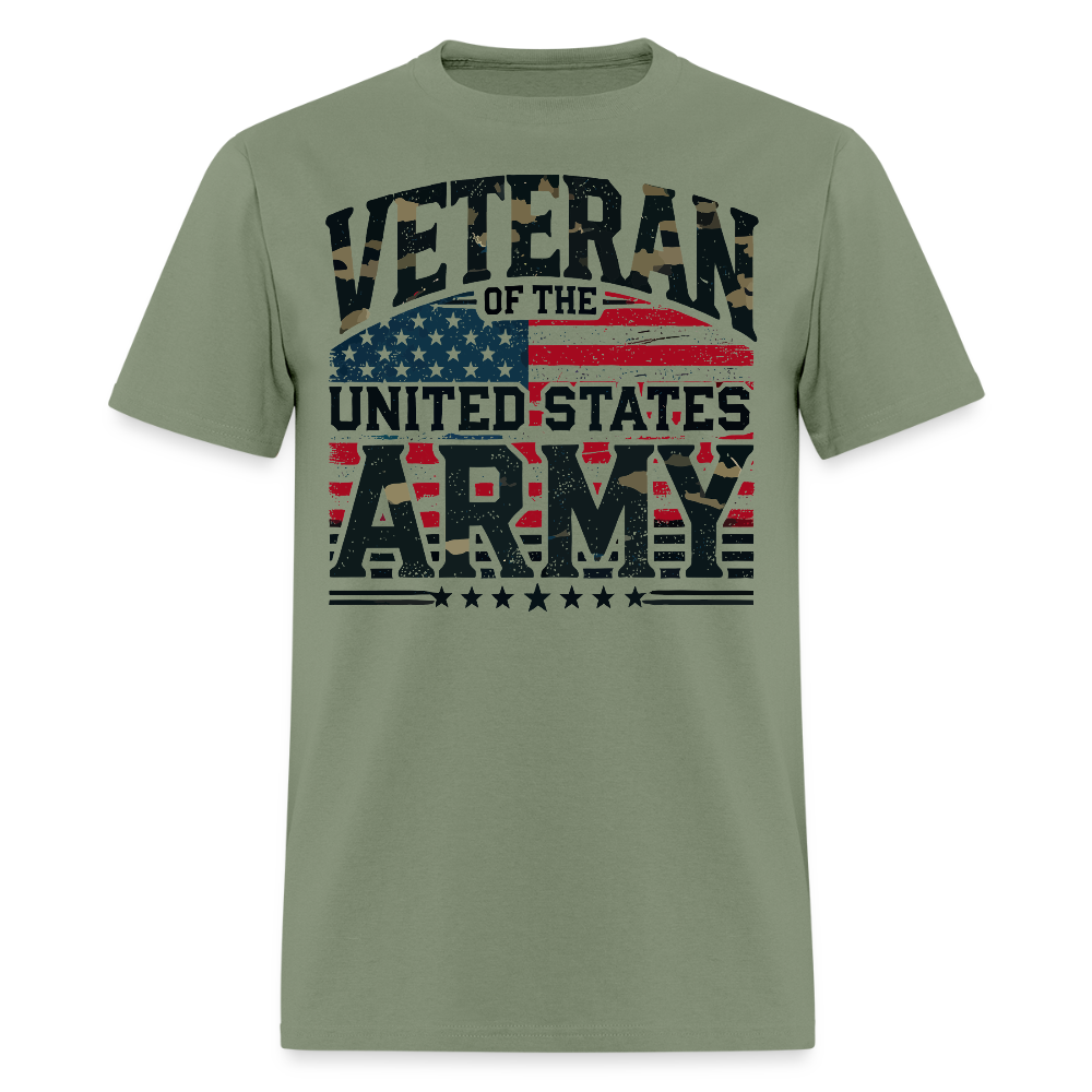 Veteran of the United States Army American Flag T-Shirt - military green