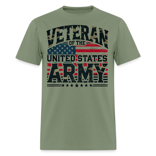 Veteran of the United States Army American Flag T-Shirt - military green
