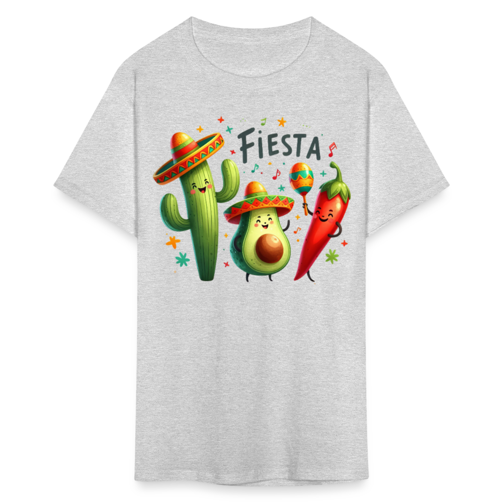 Cinco De Mayo Cartoon Design Tee Cute Avocado And Cactus Fiesta T-shirt - heather gray