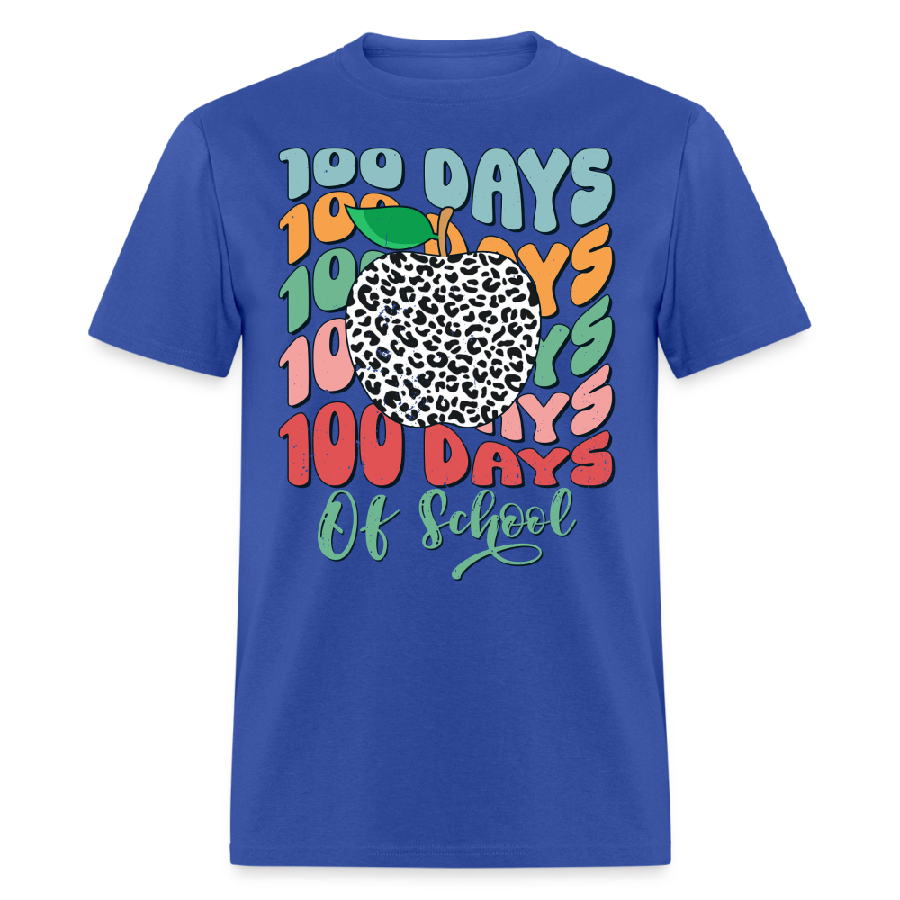 Leopard Print 100 Days of School Tee 100th-day Celebration T-shirt - royal blue