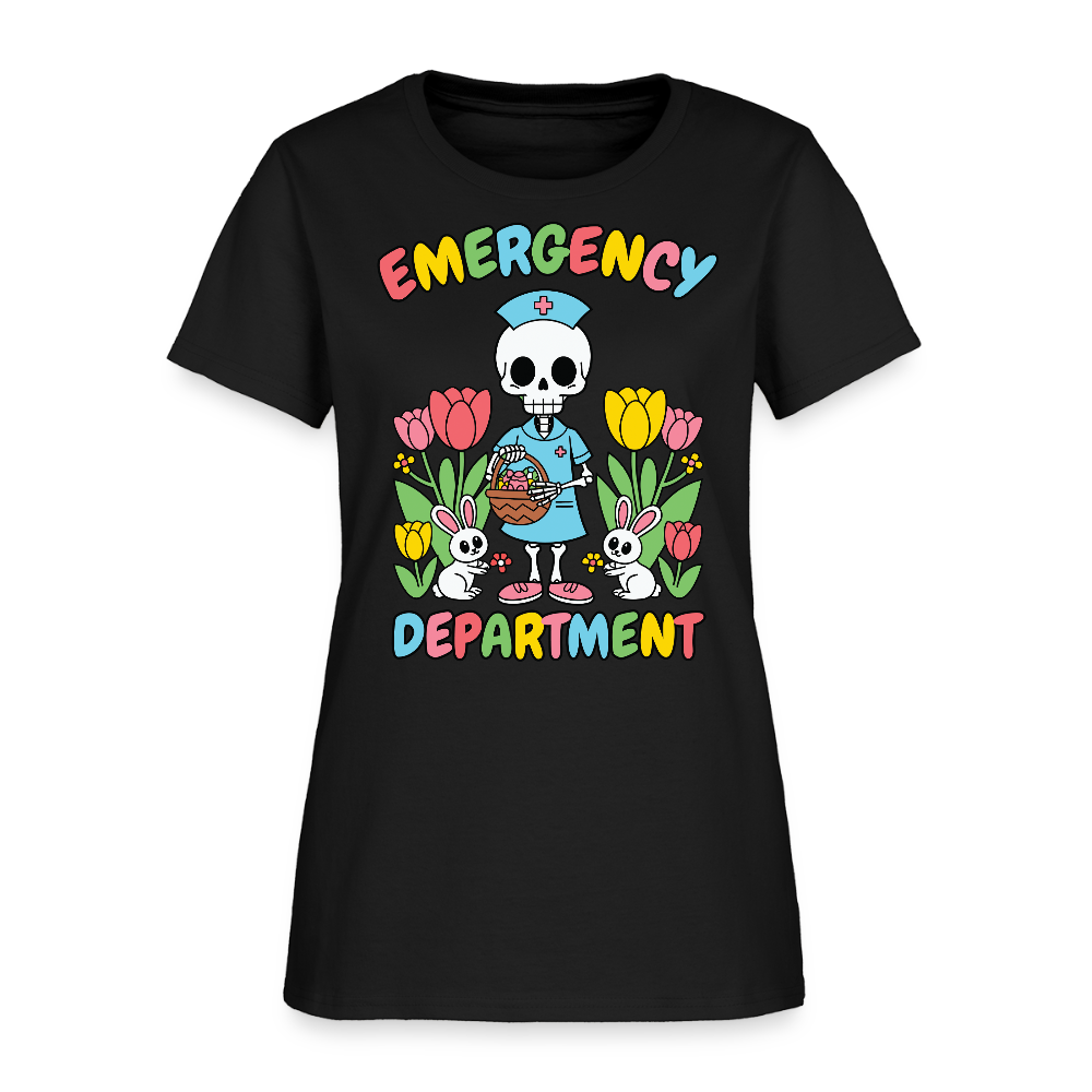 Emergency Department Nurse Skeleton Easter T-Shirt - black
