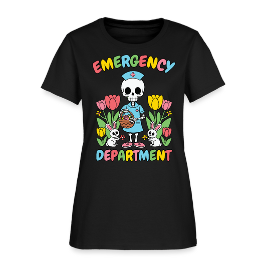 Emergency Department Nurse Skeleton Easter T-Shirt - black
