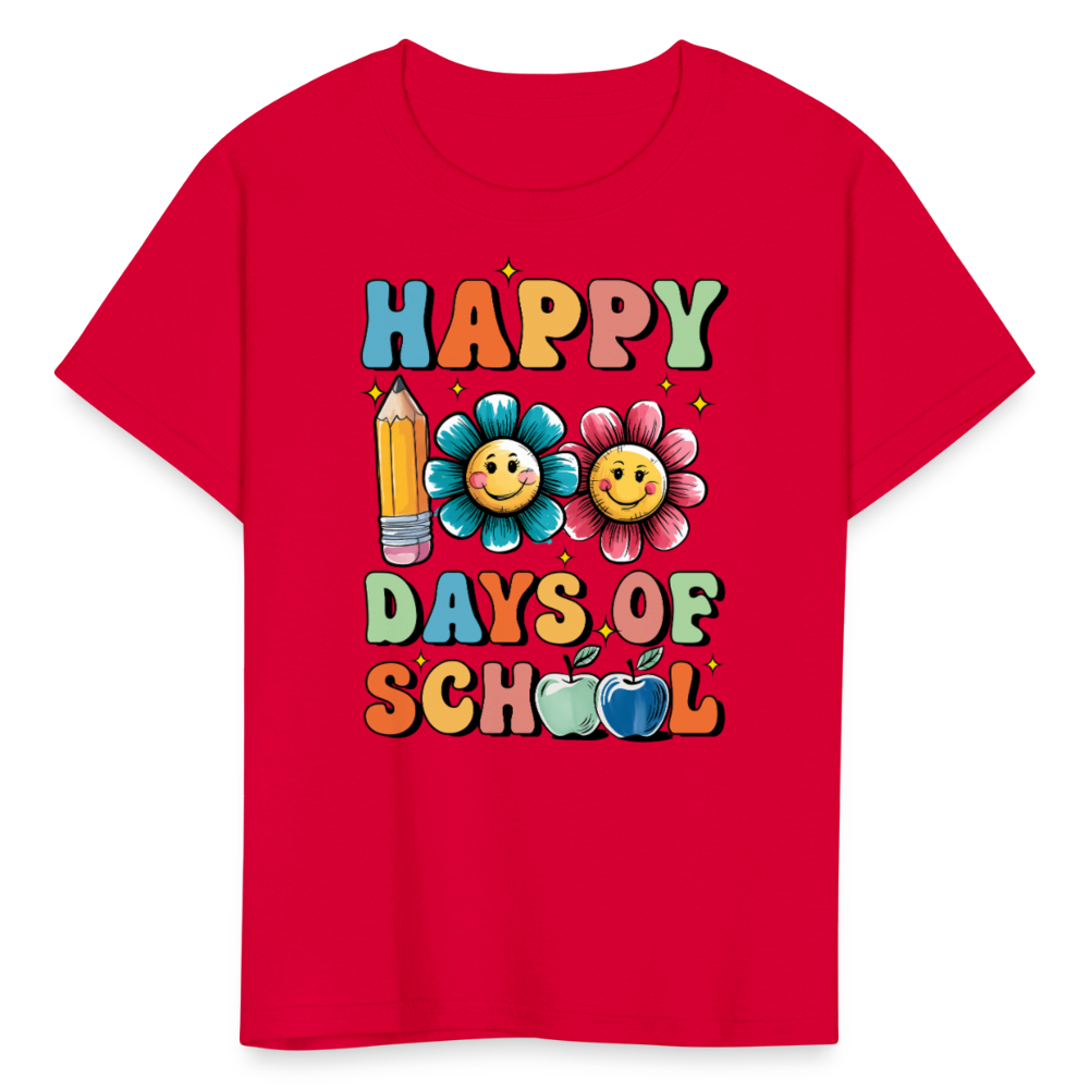 Happy 100 Days Of School Shirt For Kids Back To School Milestone T-shirt - red