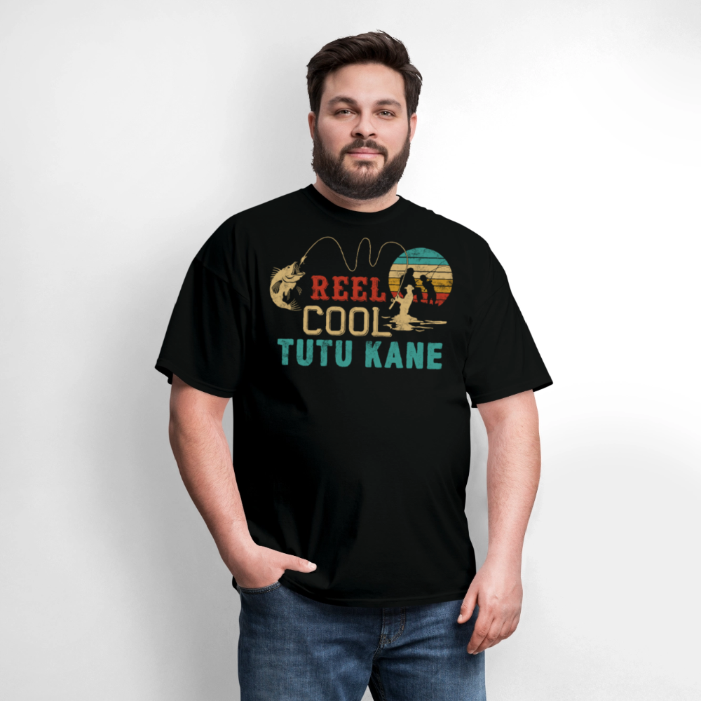 Reel Cool Tutu Kane Fishing Hawaiian Grandpa T-shirt - black