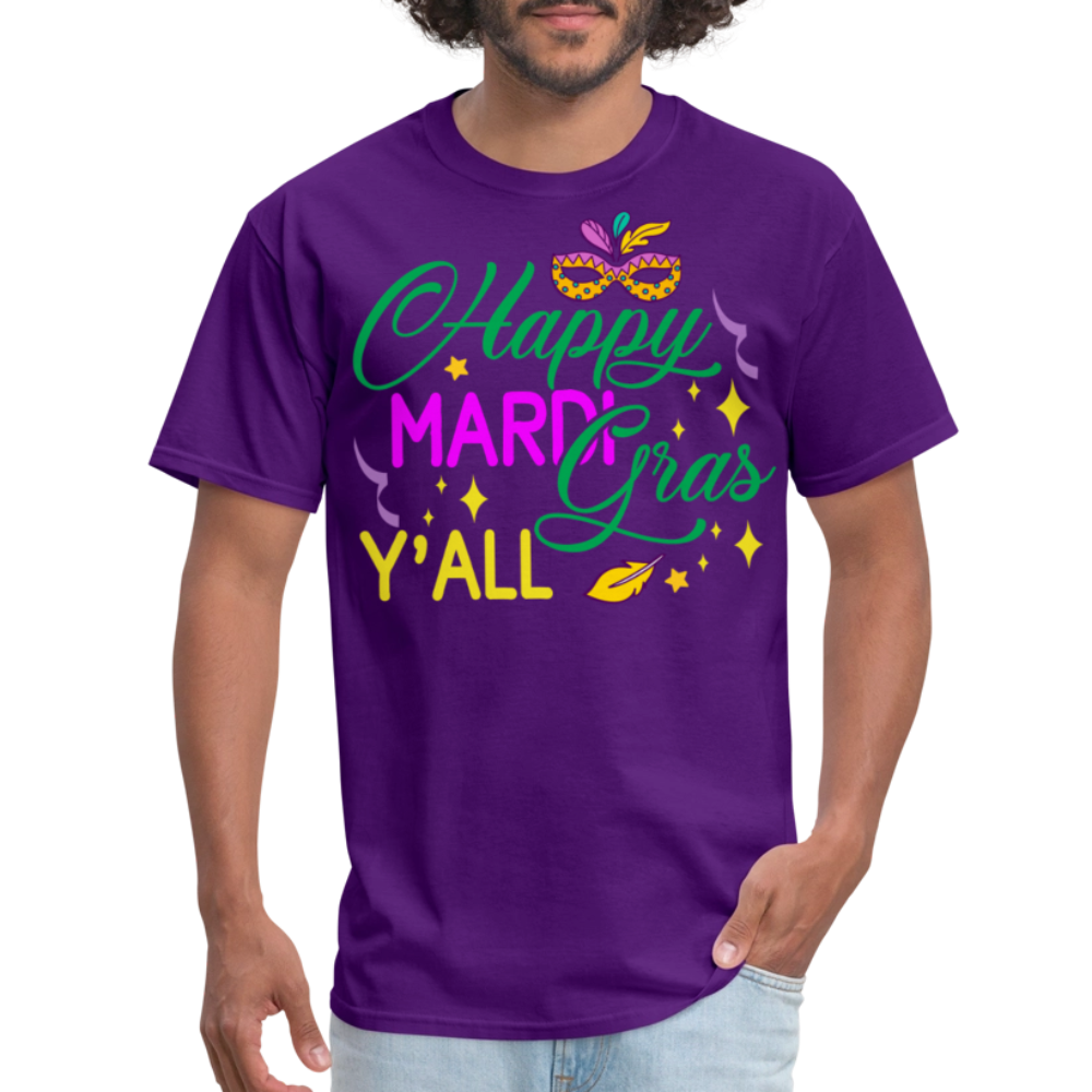 Louisiana Carnival Celebration Tee Happy Mardi Gras Y'all T-shirt - purple