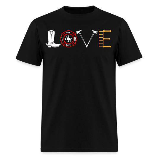 Firefighter Love Tee For Firemen T-Shirt - black