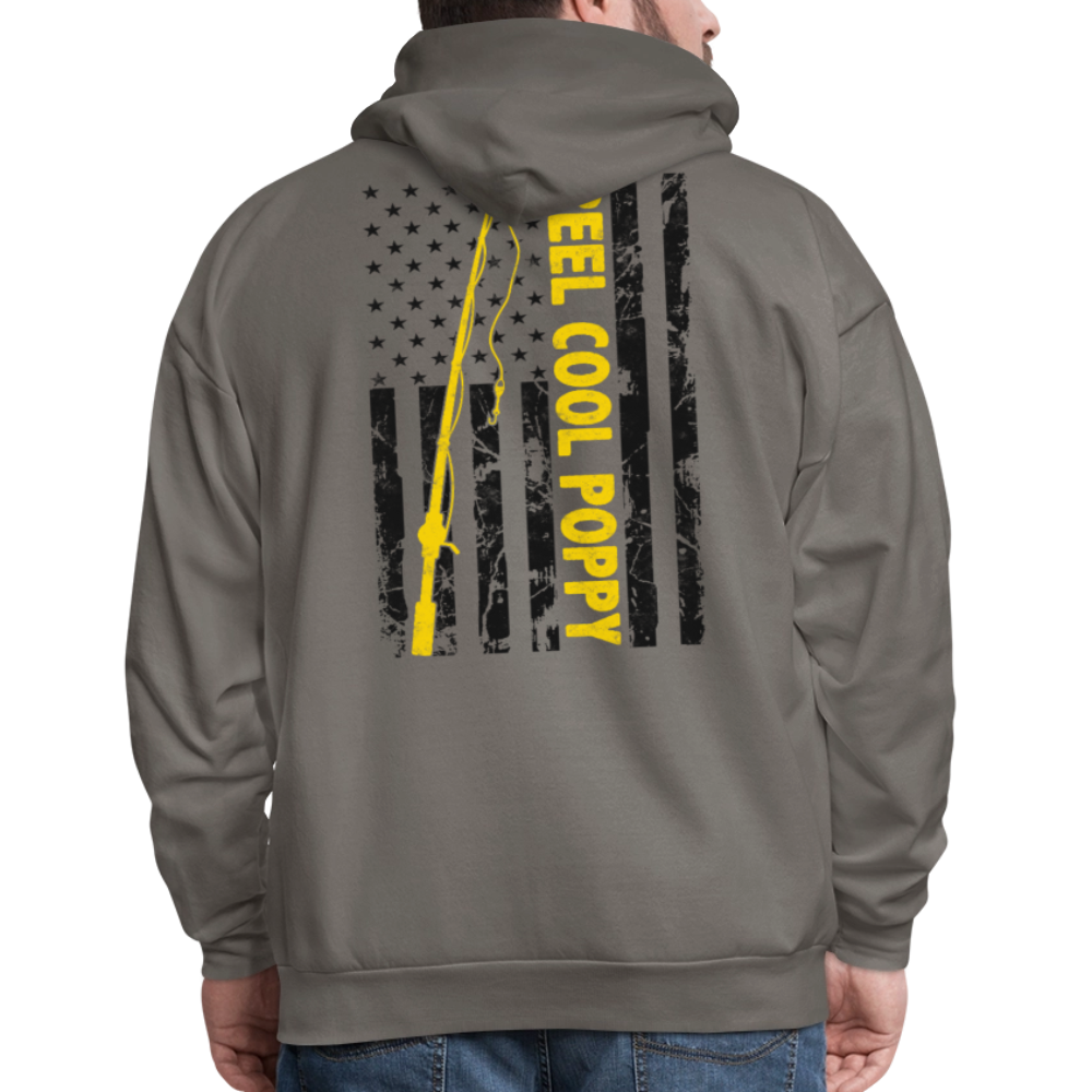Reel Cool Poppy Patriotic Fishing Father’s day Gifts Hoodie - asphalt gray