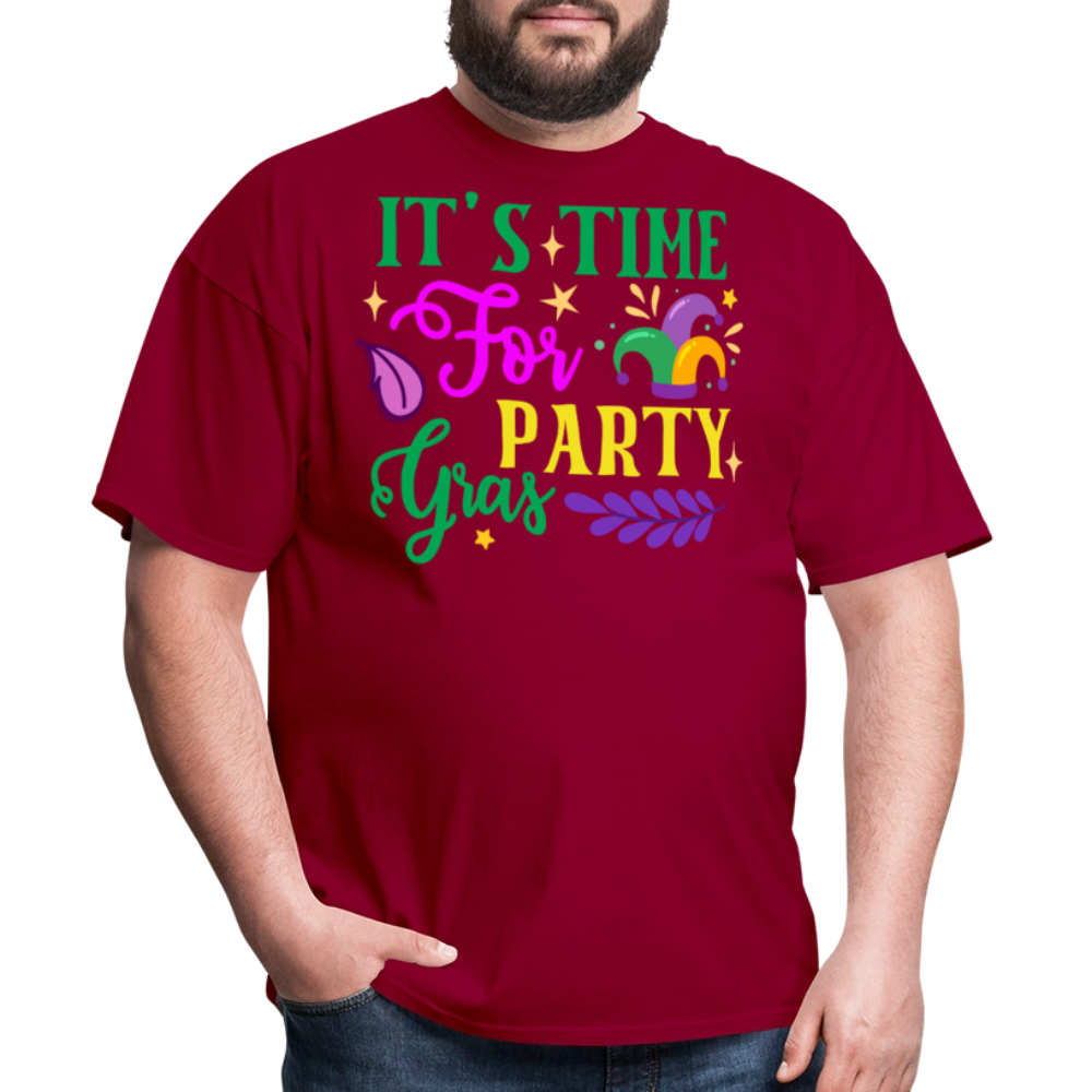 Funny Mardi Gras Festival Tee It's Time for Party Gras T-shirt - dark red