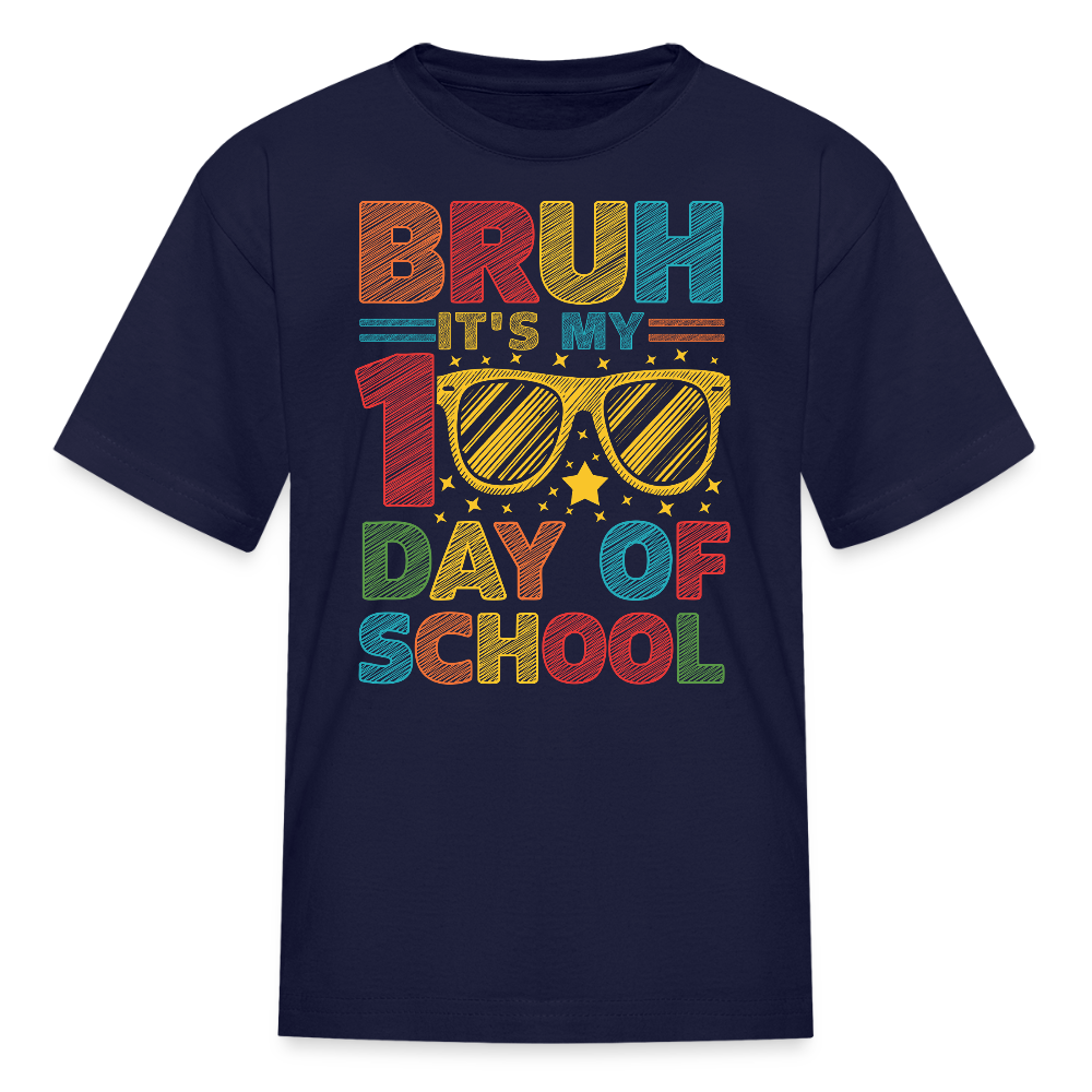 Funny First Day Of School Tee For Kids Bruh Back To School T-shirt - navy